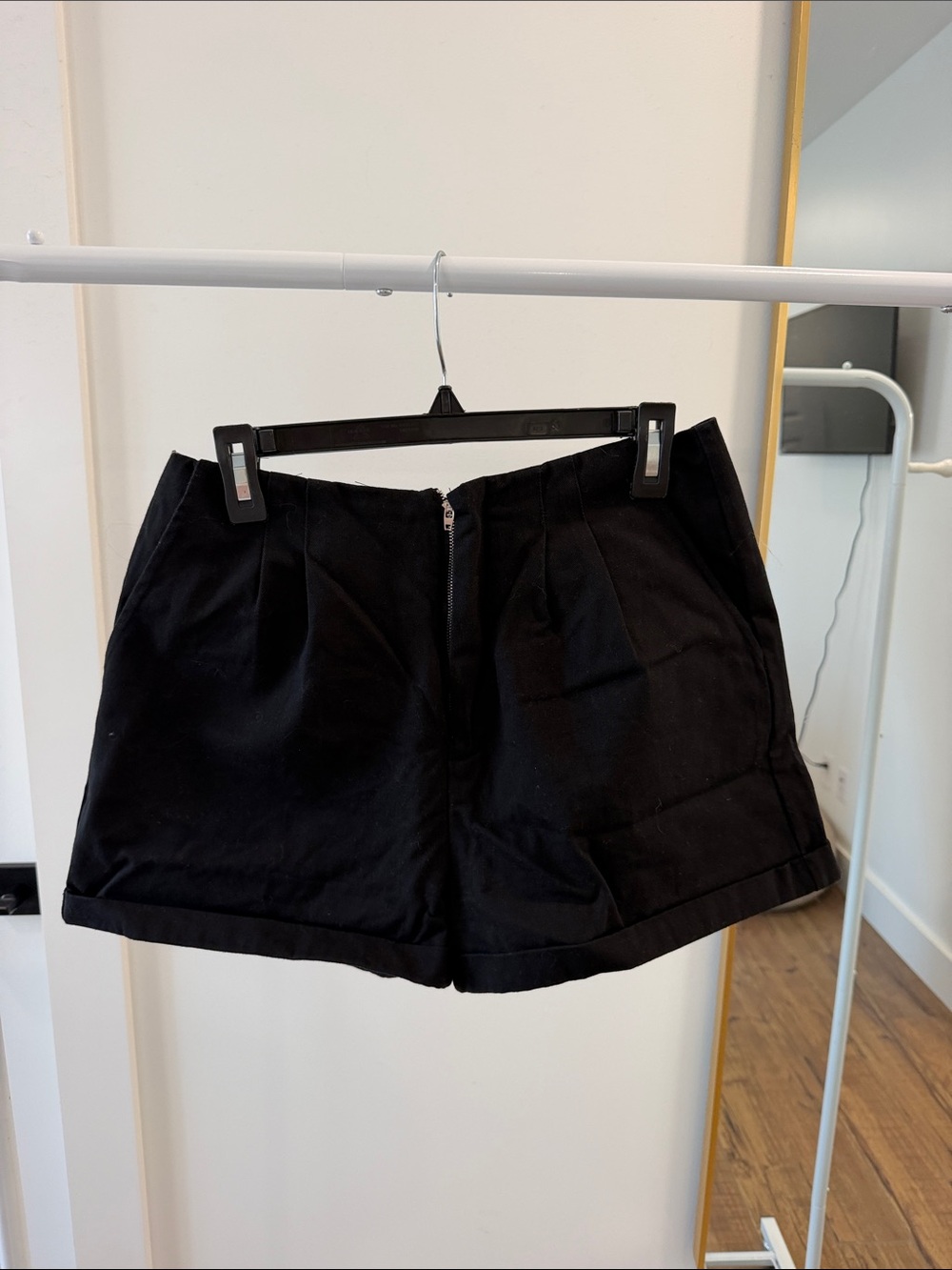 Kittenish Black High-Waist Pleated Shorts